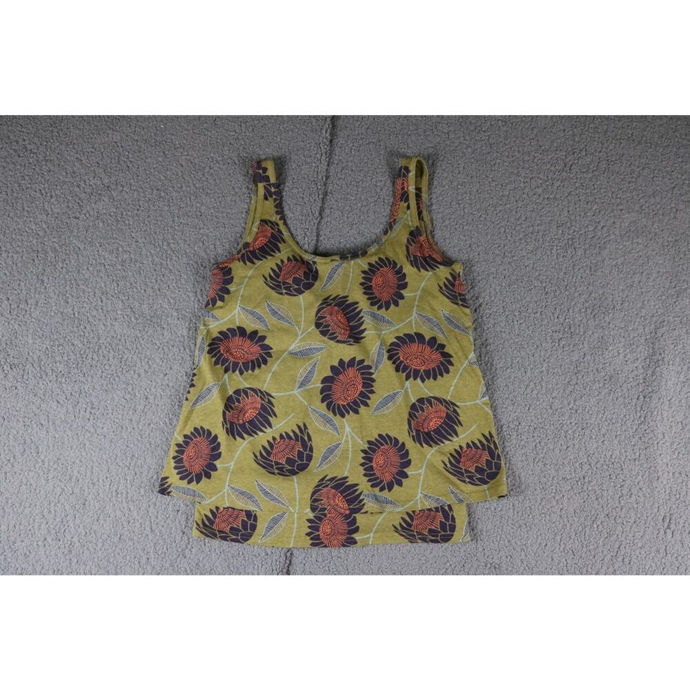 New Pact Organic Cotton Womens Small Tank Top Floral Print Shelf Bra